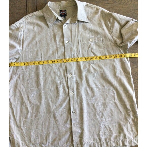 Harley-Davidson Shirt Men's Size XL Color Beige Hawaiian Short Sleeve Shirt - Picture 7 of 8